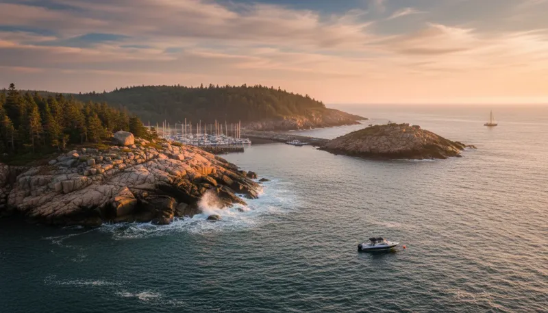 Maine boating waters. Backdrop for the Boating Hubs Maine marina directory