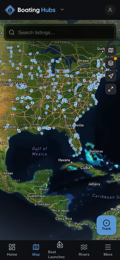 The Boating Hubs app directory map