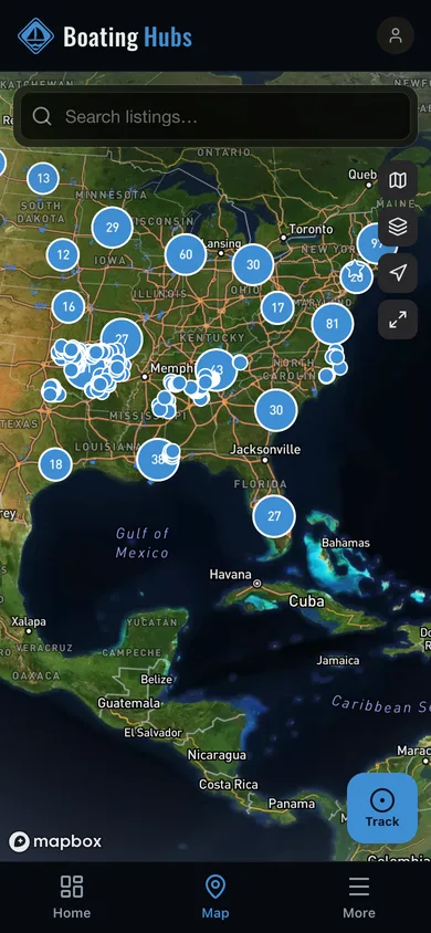 The Boating Hubs app directory map