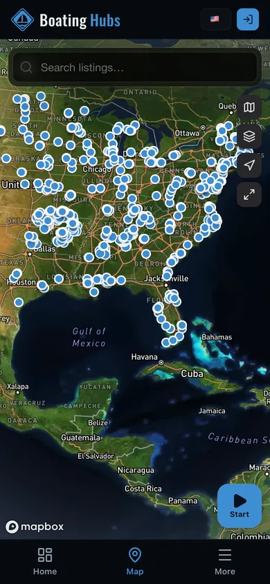 The Boating Hubs app directory map