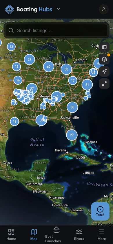 The Boating Hubs app directory map