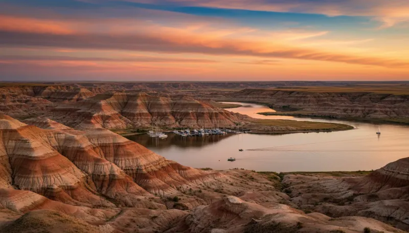 North Dakota boating waters. Backdrop for the Boating Hubs North Dakota marina directory