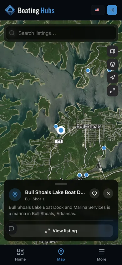 Nearby places mapped in the Boating Hubs app