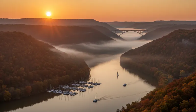West Virginia boating waters. Backdrop for the Boating Hubs West Virginia marina directory