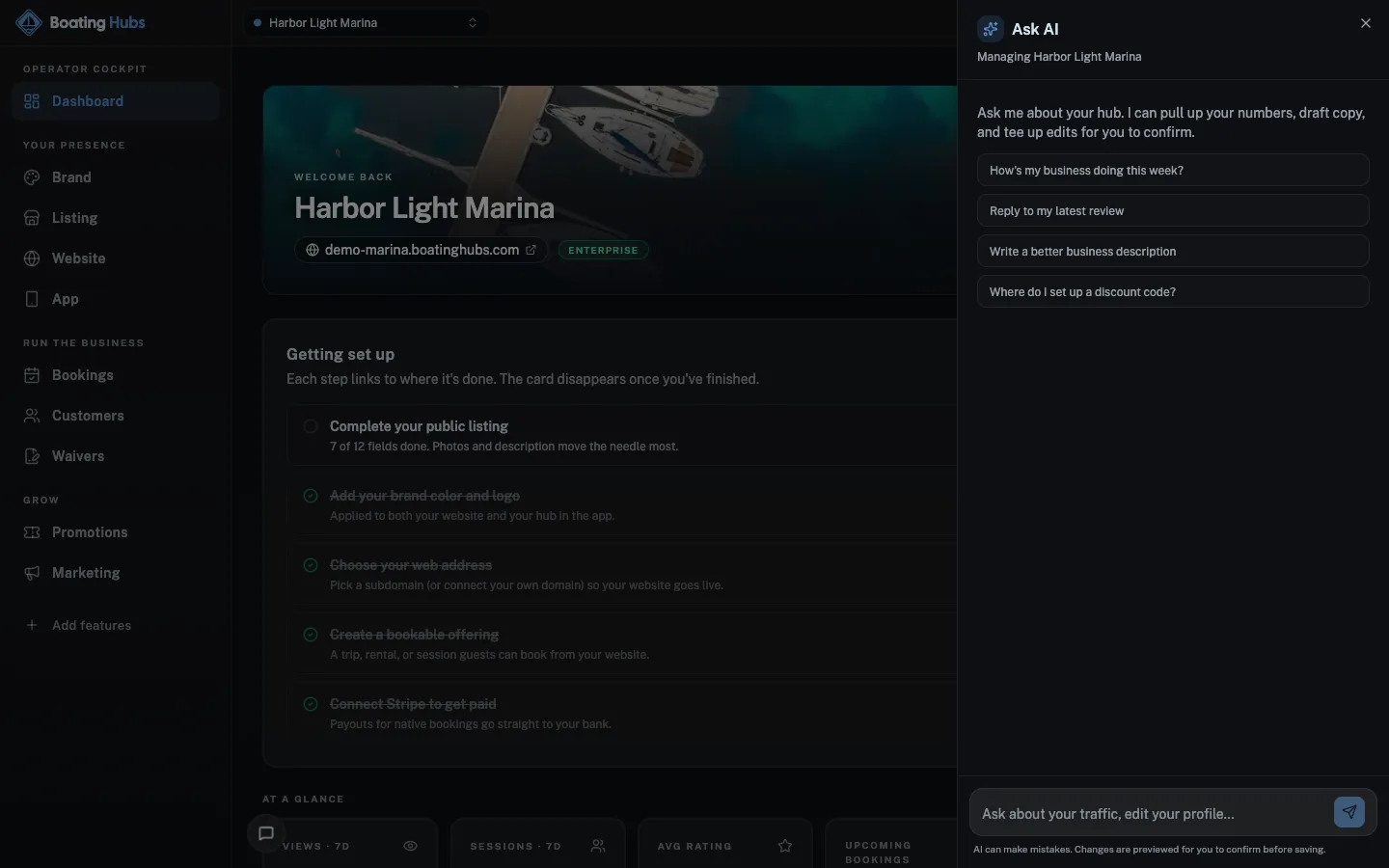 Boating Hubs cockpit: AI assistant